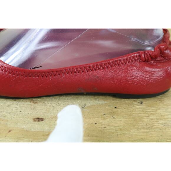 Tory Burch Red Reva Flats with Gold Logo - Picture 9 of 11